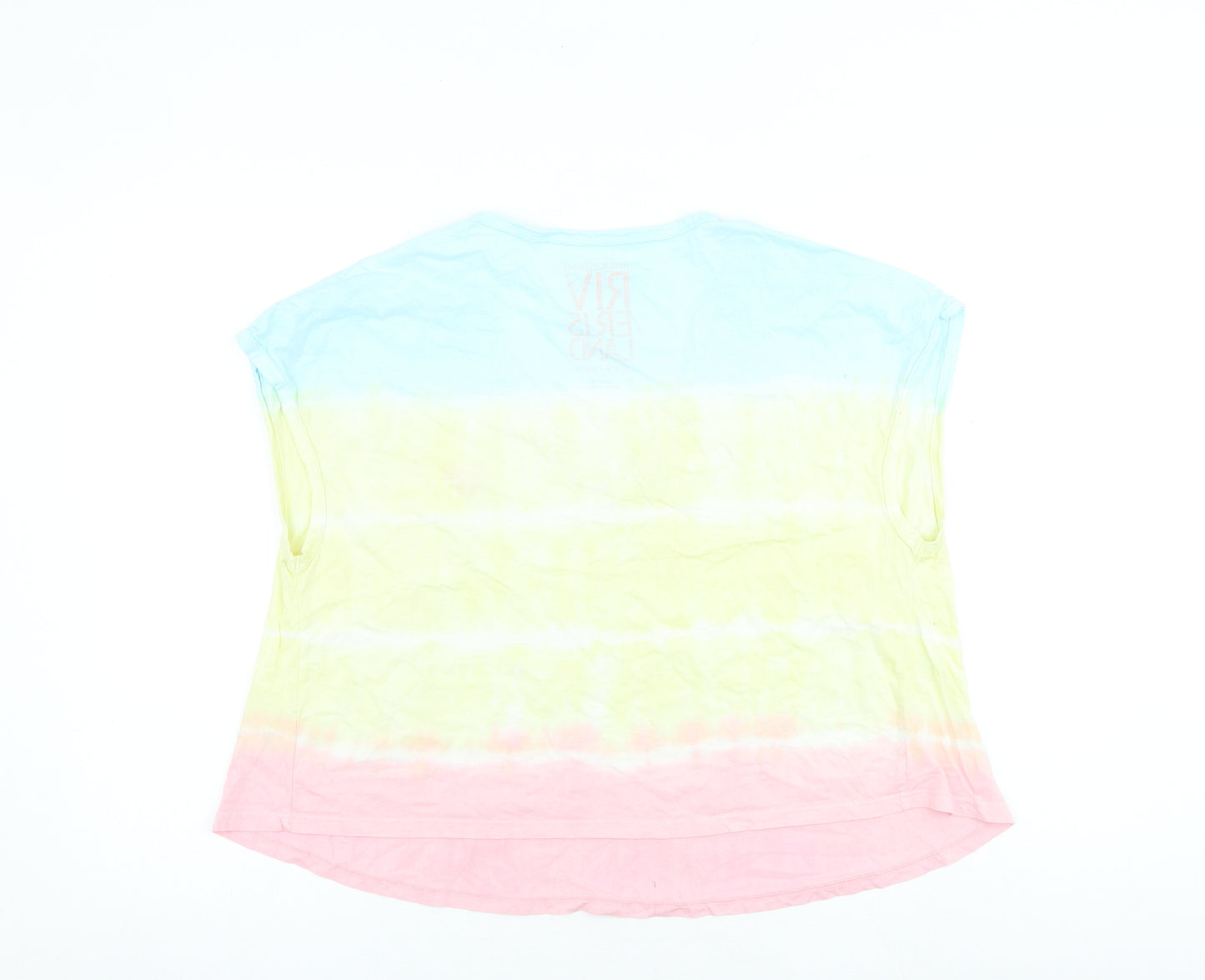 River Island Womens Multicoloured 100% Cotton Basic T-Shirt Size 10 V-Neck - Tie Dye