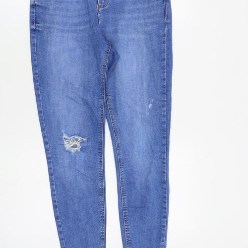 Dorothy Perkins Womens Blue Cotton Skinny Jeans Size 8 L27 in Slim Zip