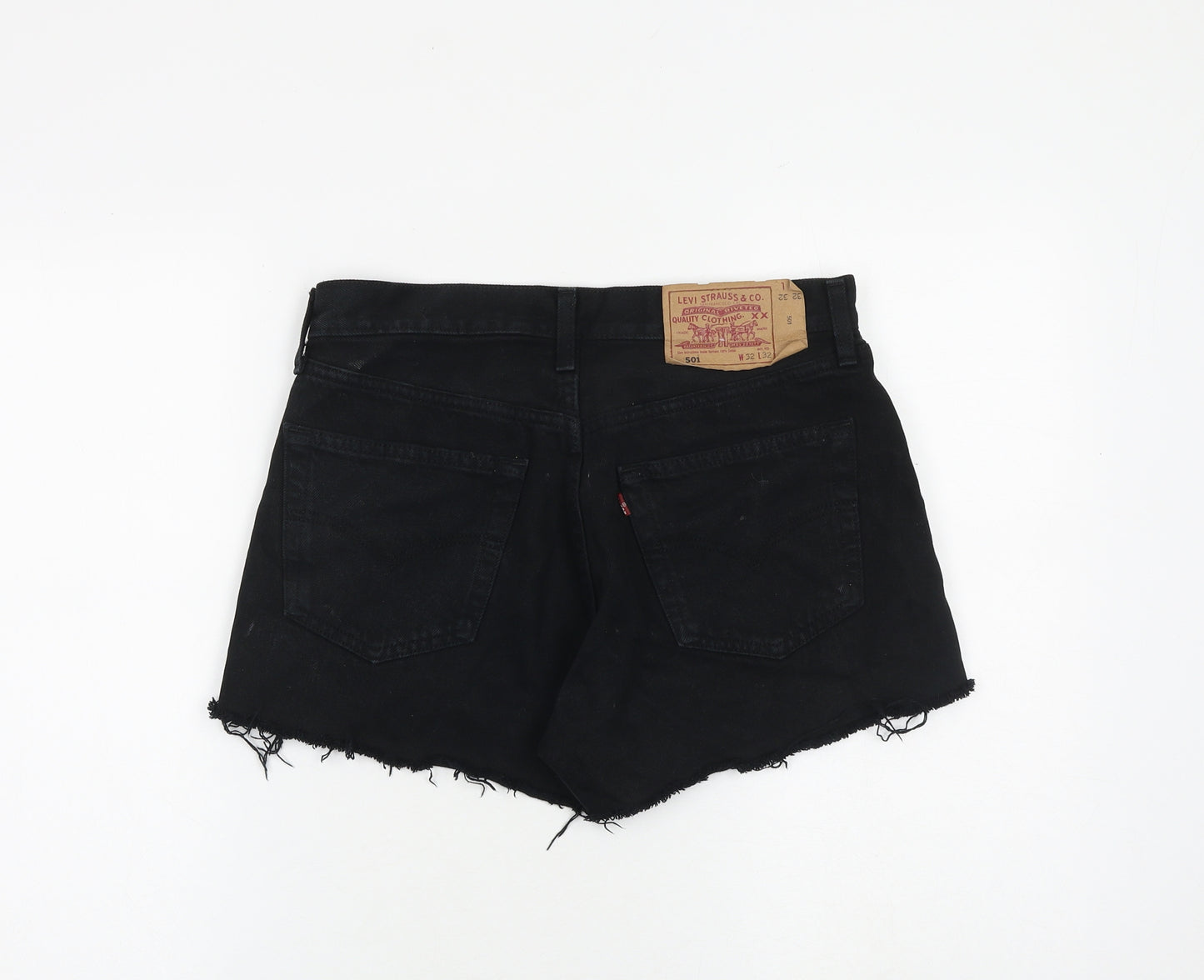 Levi's Womens Black 100% Cotton Cut-Off Shorts Size 32 in L3 in Regular Zip