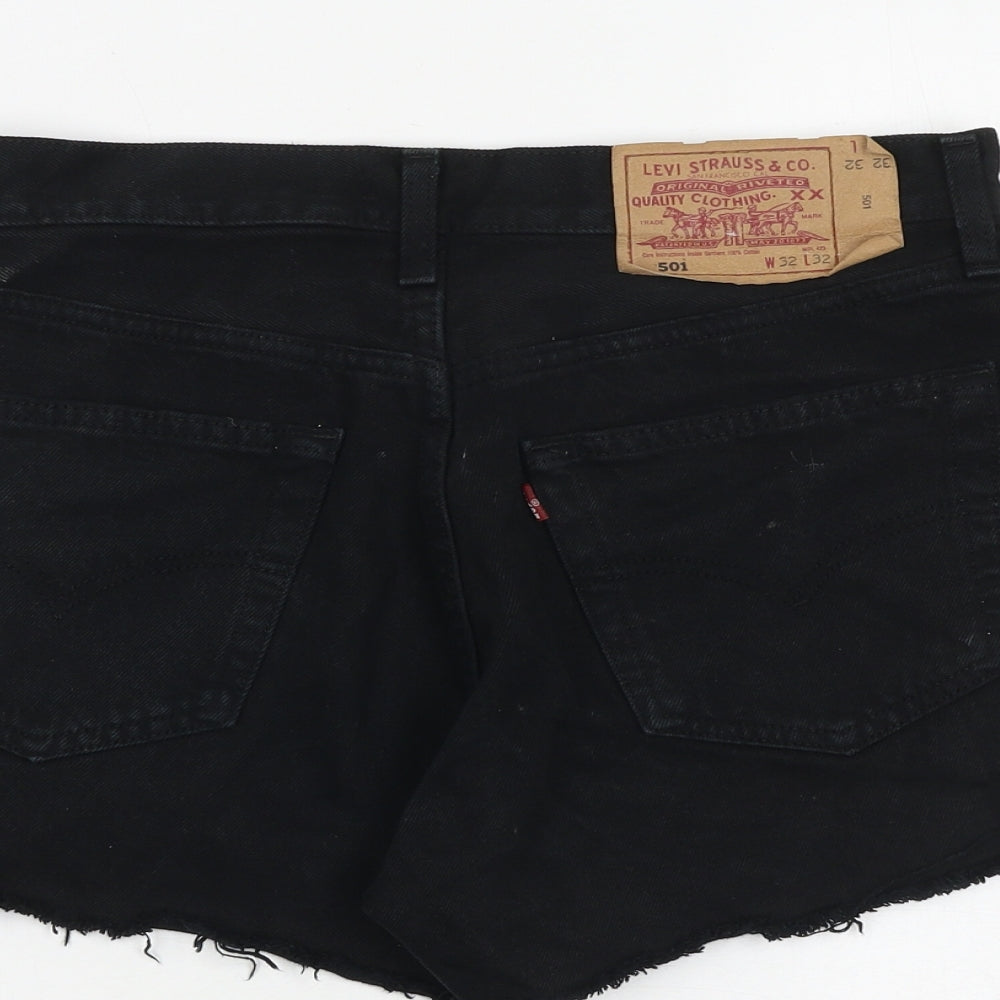 Levi's Womens Black 100% Cotton Cut-Off Shorts Size 32 in L3 in Regular Zip