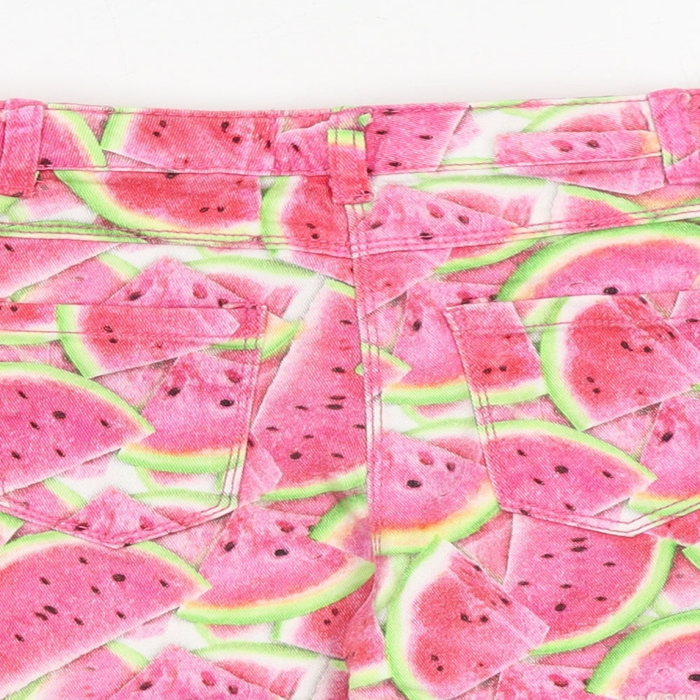 NEXT Girls Pink Geometric Cotton Boyfriend Shorts Size 10 Years L3 in Regular Zip - Watermelon