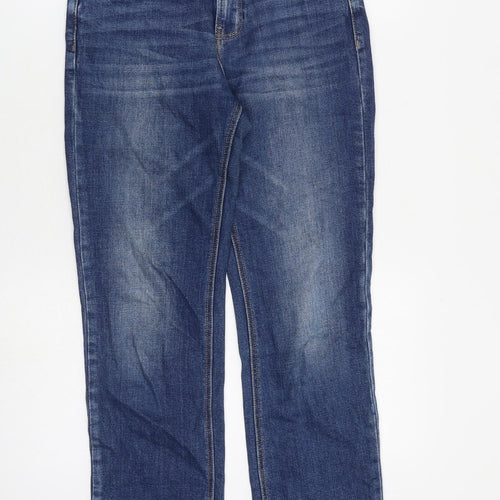 Stradivarius Womens Blue Cotton Straight Jeans Size 6 L27 in Regular Zip - Raw Hem