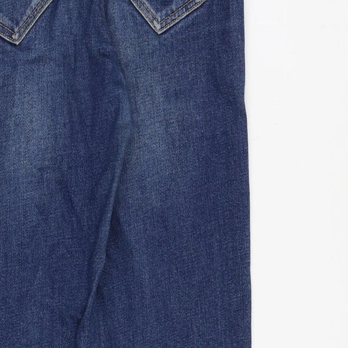 Stradivarius Womens Blue Cotton Straight Jeans Size 6 L27 in Regular Zip - Raw Hem