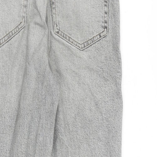 Topshop Womens Grey Cotton Straight Jeans Size 28 in L30 in Regular Zip - Raw Hem