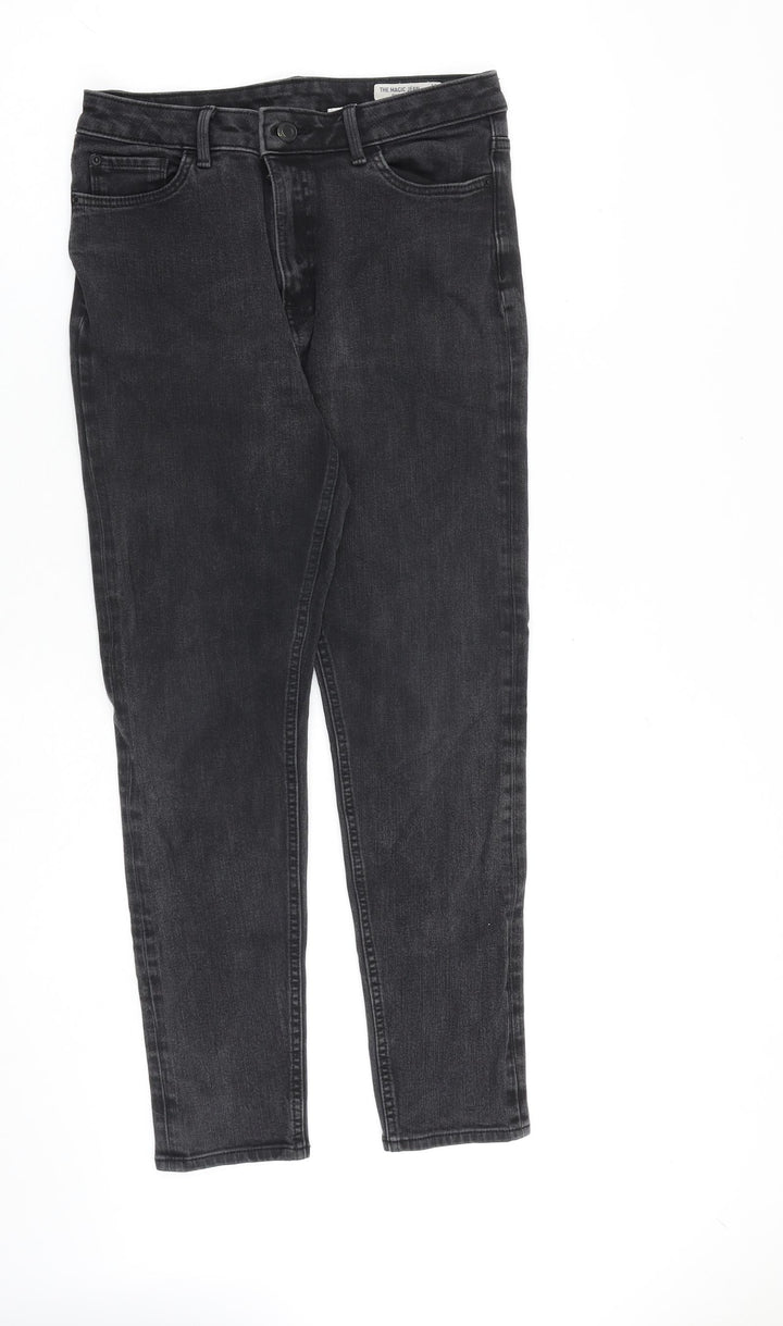 Marks and Spencer Womens Grey Cotton Skinny Jeans Size 12 L27 in Regular Zip