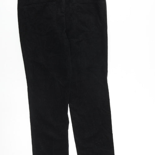 Marks and Spencer Womens Black Cotton Trousers Size 12 L27 in Regular Zip
