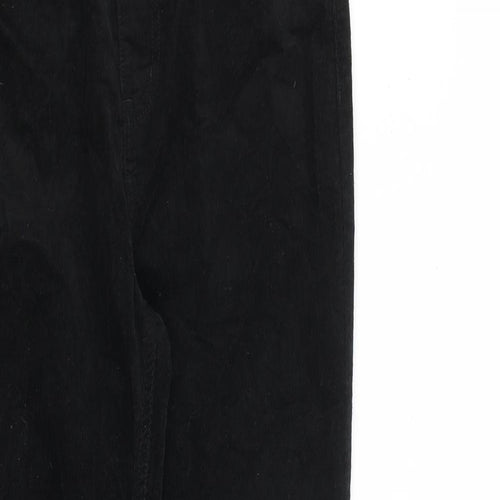 Marks and Spencer Womens Black Cotton Trousers Size 12 L27 in Regular Zip