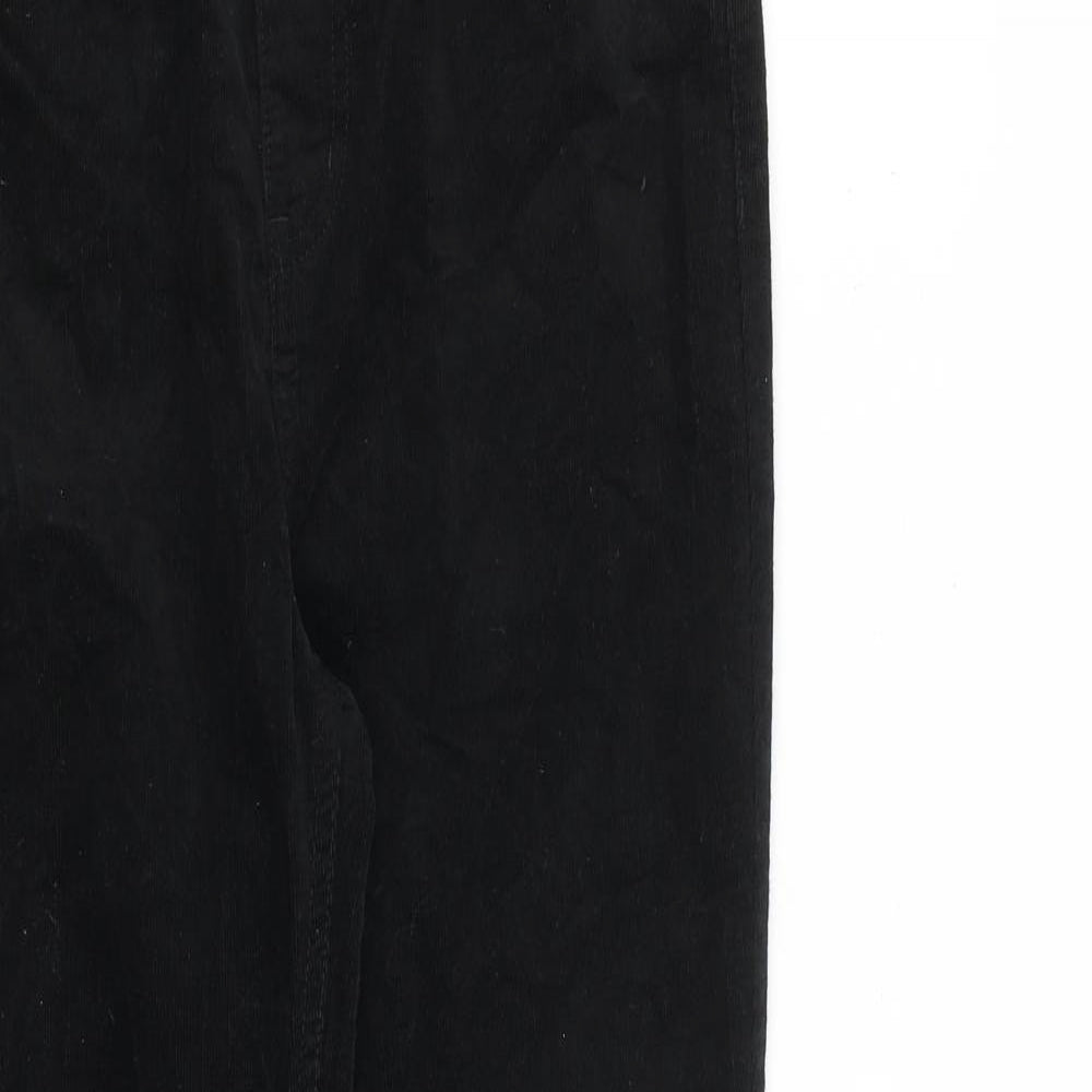 Marks and Spencer Womens Black Cotton Trousers Size 12 L27 in Regular Zip