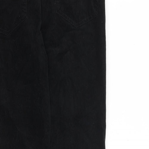 Marks and Spencer Womens Black Cotton Trousers Size 12 L27 in Regular Zip