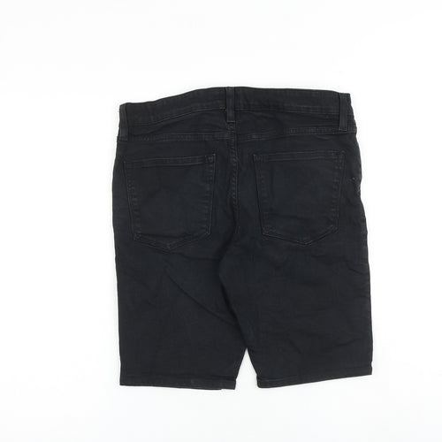 River Island Mens Black Cotton Chino Shorts Size 32 in L10 in Regular Zip
