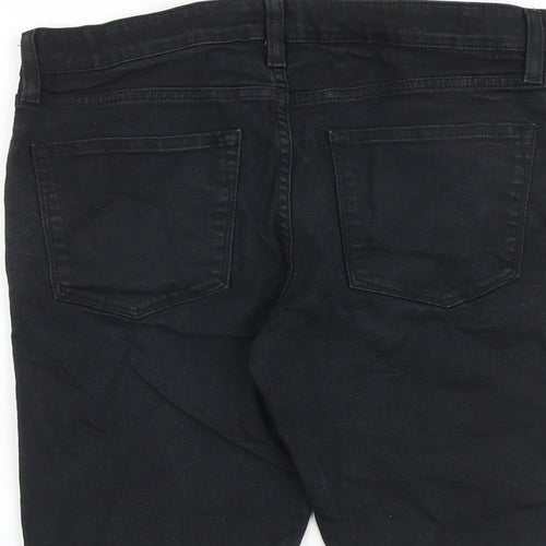 River Island Mens Black Cotton Chino Shorts Size 32 in L10 in Regular Zip