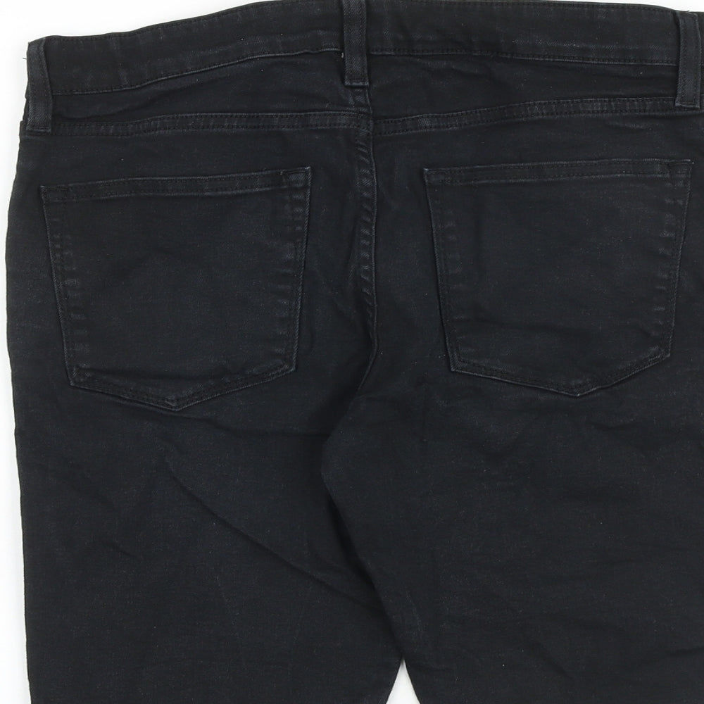River Island Mens Black Cotton Chino Shorts Size 32 in L10 in Regular Zip
