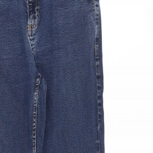 Marks and Spencer Womens Blue Cotton Straight Jeans Size 12 L27 in Regular Zip