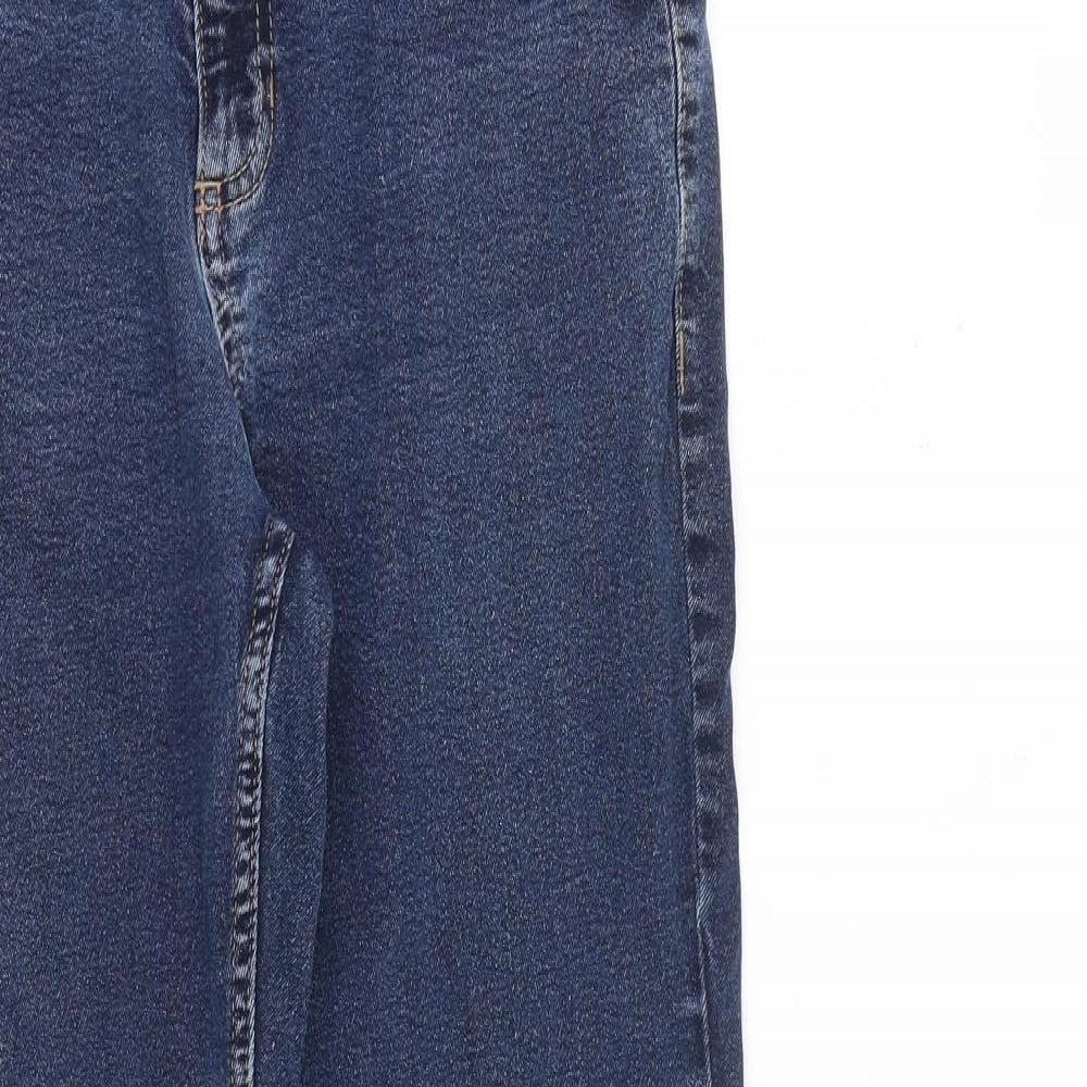 Marks and Spencer Womens Blue Cotton Straight Jeans Size 12 L27 in Regular Zip