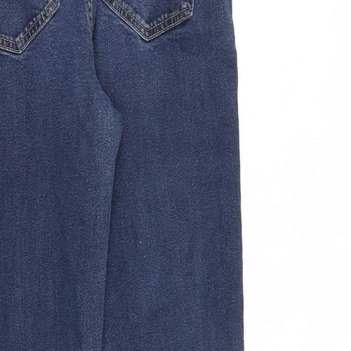 Marks and Spencer Womens Blue Cotton Straight Jeans Size 12 L27 in Regular Zip