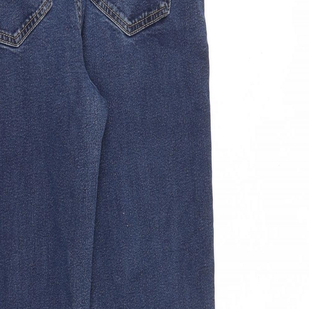 Marks and Spencer Womens Blue Cotton Straight Jeans Size 12 L27 in Regular Zip