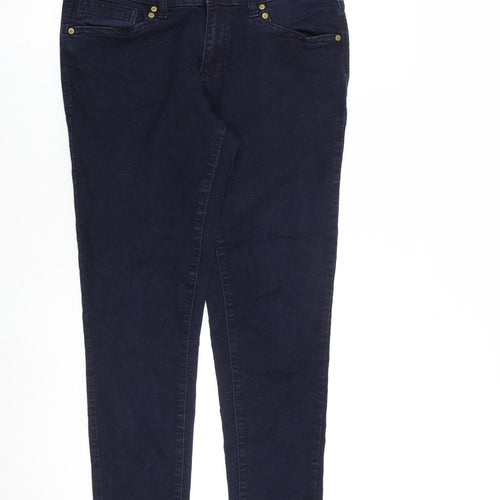 Dorothy Perkins Womens Blue Cotton Skinny Jeans Size 14 L28 in Slim Zip