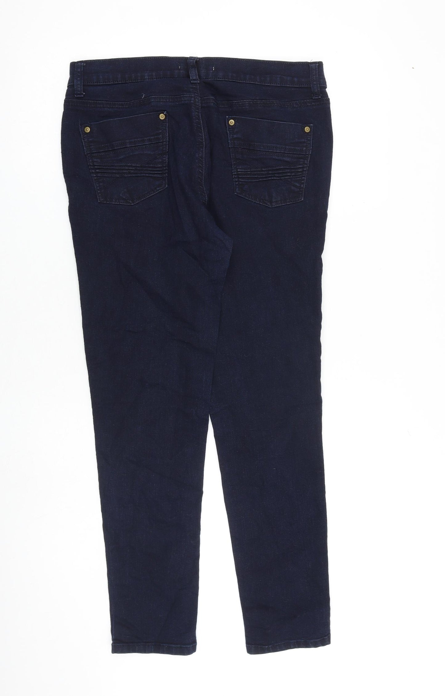 Dorothy Perkins Womens Blue Cotton Skinny Jeans Size 14 L28 in Slim Zip