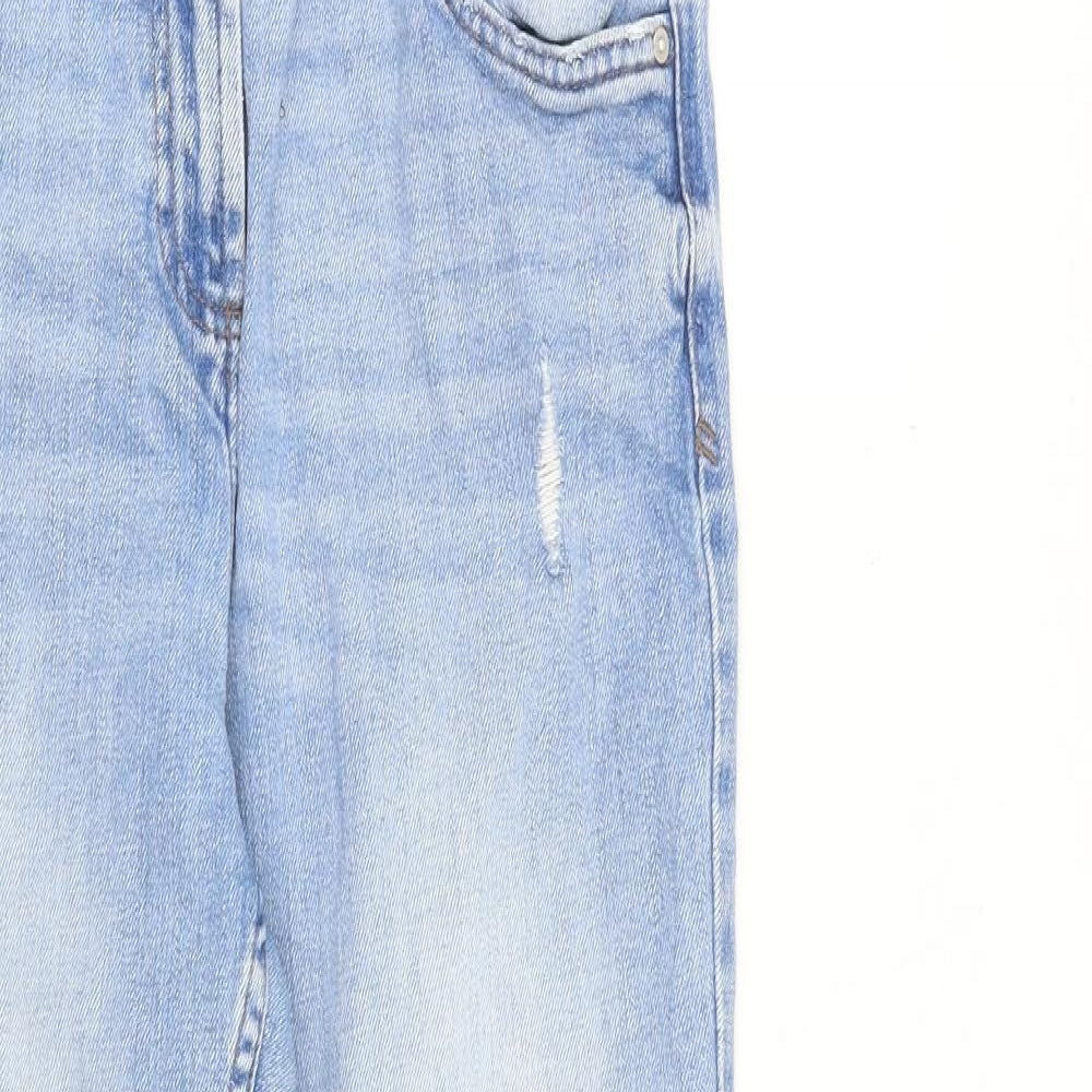 NEXT Womens Blue Cotton Straight Jeans Size 12 L27 in Regular Zip