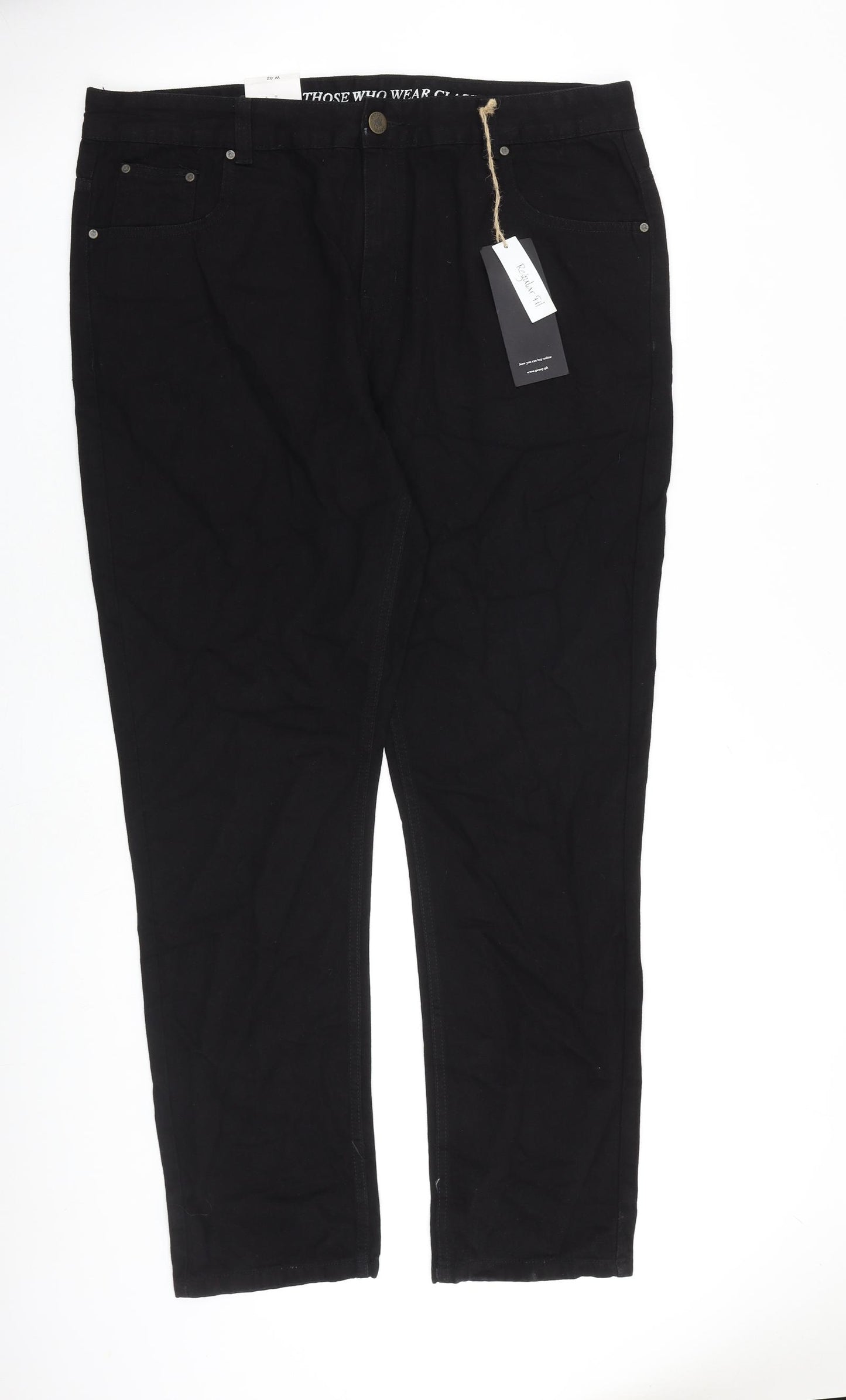 Pensy Mens Black Cotton Tapered Jeans Size 42 in L33 in Slim Zip