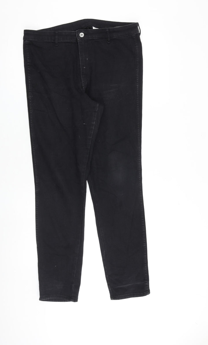 H&M Womens Black Cotton Tapered Jeans Size 33 in L30 in Regular Zip