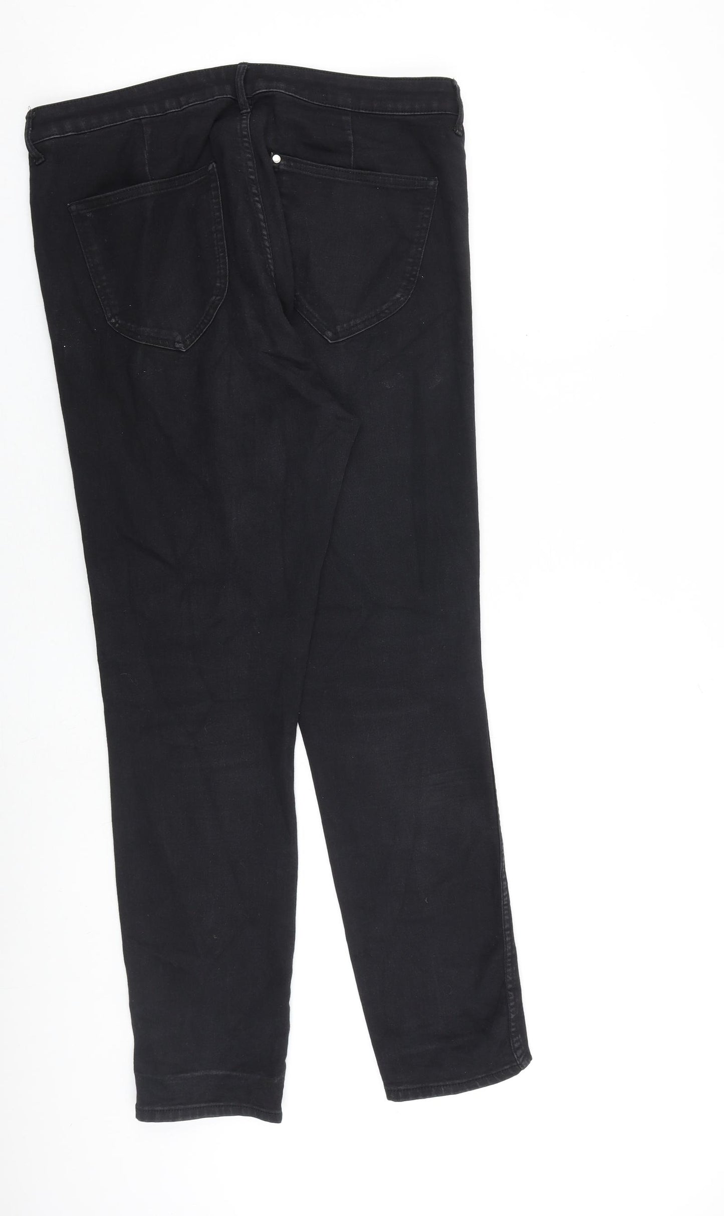 H&M Womens Black Cotton Tapered Jeans Size 33 in L30 in Regular Zip
