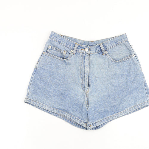 Labrada Womens Blue 100% Cotton Mom Shorts Size 10 L3 in Regular Zip