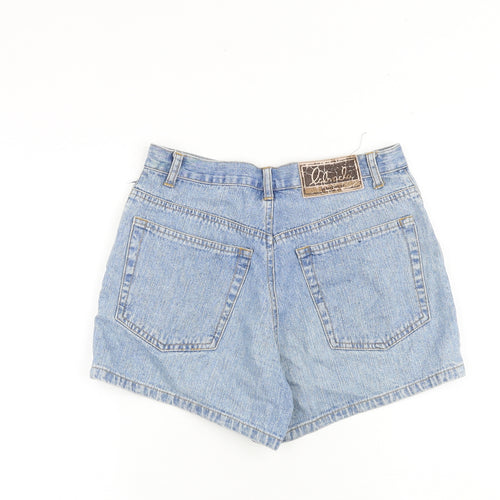 Labrada Womens Blue 100% Cotton Mom Shorts Size 10 L3 in Regular Zip