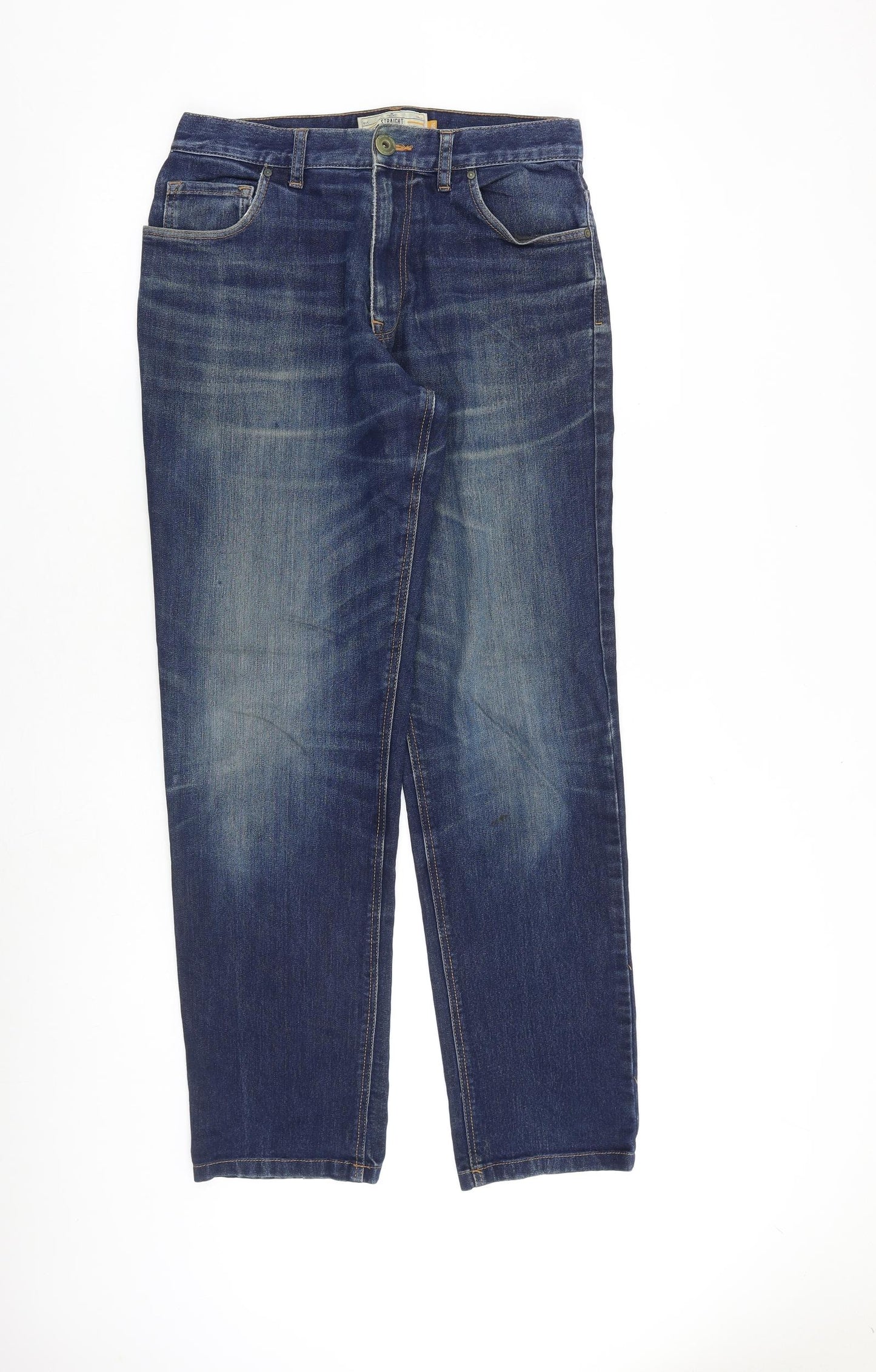 NEXT Mens Blue Cotton Straight Jeans Size 30 in L32 in Regular Zip