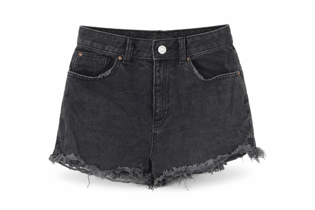Denim & Co. Womens Grey 100% Cotton Cut-Off Shorts Size 10 L3 in Regular Zip