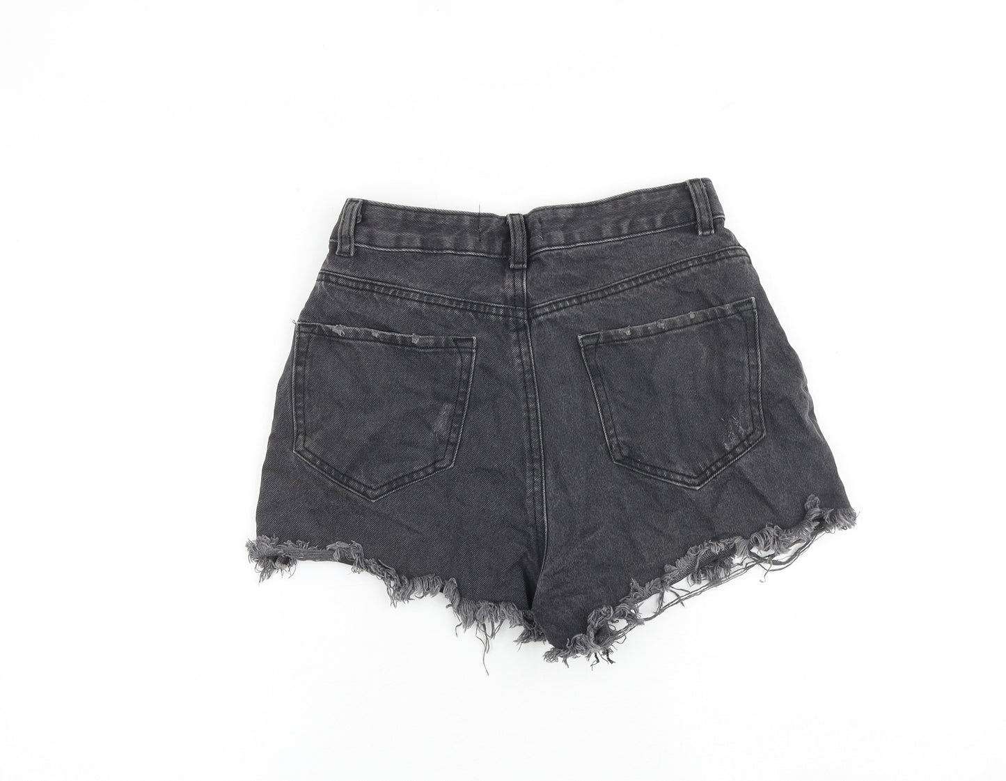 Denim & Co. Womens Grey 100% Cotton Cut-Off Shorts Size 10 L3 in Regular Zip