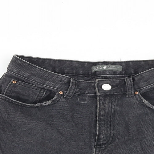 Denim & Co. Womens Grey 100% Cotton Cut-Off Shorts Size 10 L3 in Regular Zip