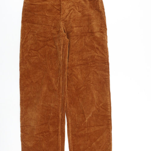 Monki Womens Brown Cotton Trousers Size 4 L26 in Regular Zip