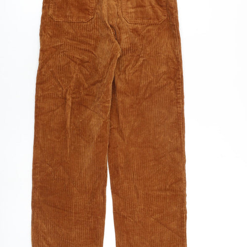 Monki Womens Brown Cotton Trousers Size 4 L26 in Regular Zip