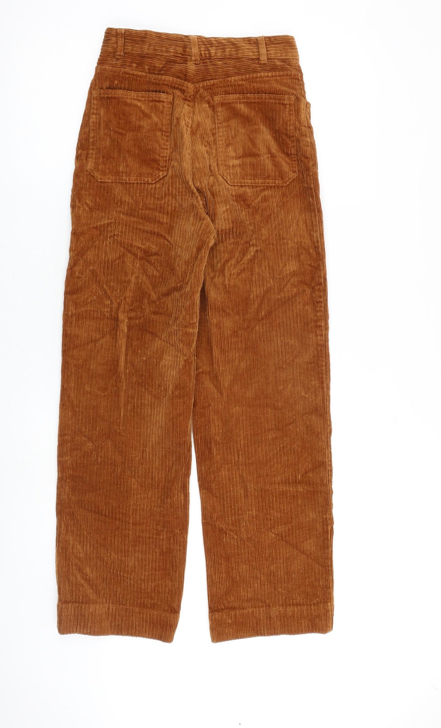 Monki Womens Brown Cotton Trousers Size 4 L26 in Regular Zip