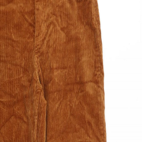 Monki Womens Brown Cotton Trousers Size 4 L26 in Regular Zip
