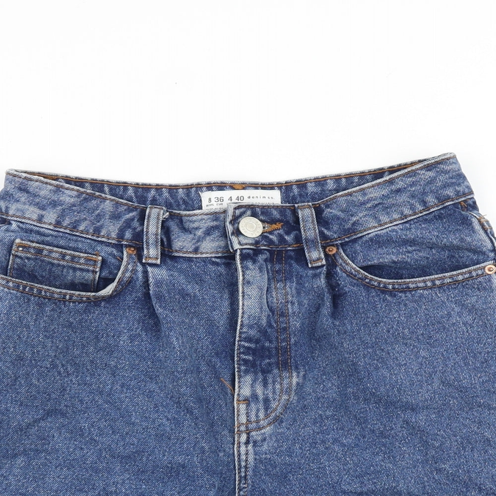 Denim & Co. Womens Blue 100% Cotton Boyfriend Shorts Size 8 L7 in Regular Zip