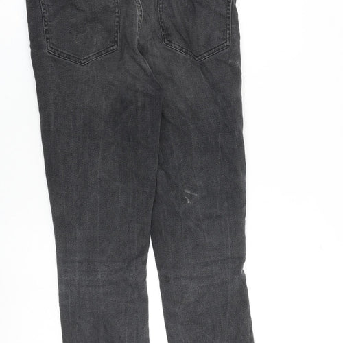 NEXT Womens Grey Cotton Straight Jeans Size 10 L26 in Slim Zip
