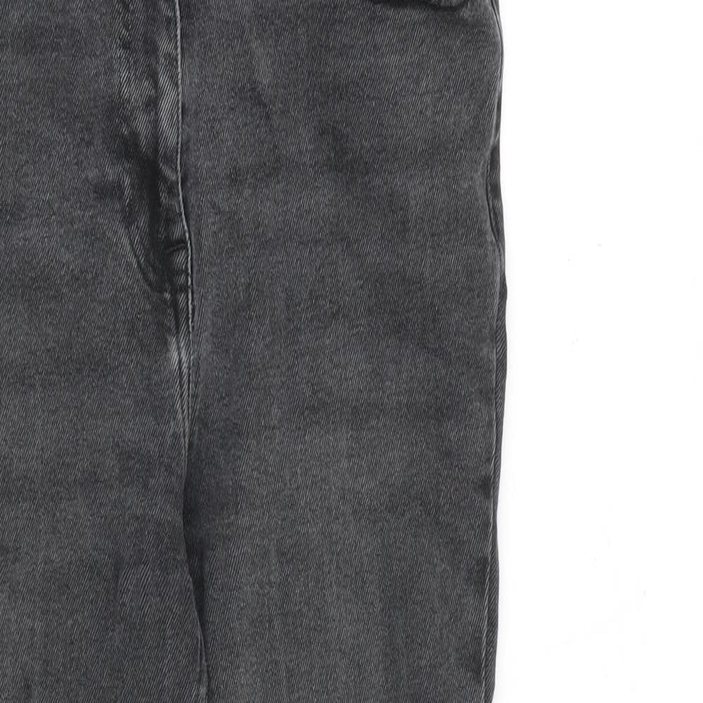 NEXT Womens Grey Cotton Straight Jeans Size 10 L26 in Slim Zip