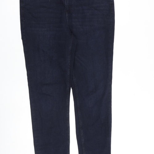Marks and Spencer Womens Blue Cotton Tapered Jeans Size 34 in L29 in Regular Zip