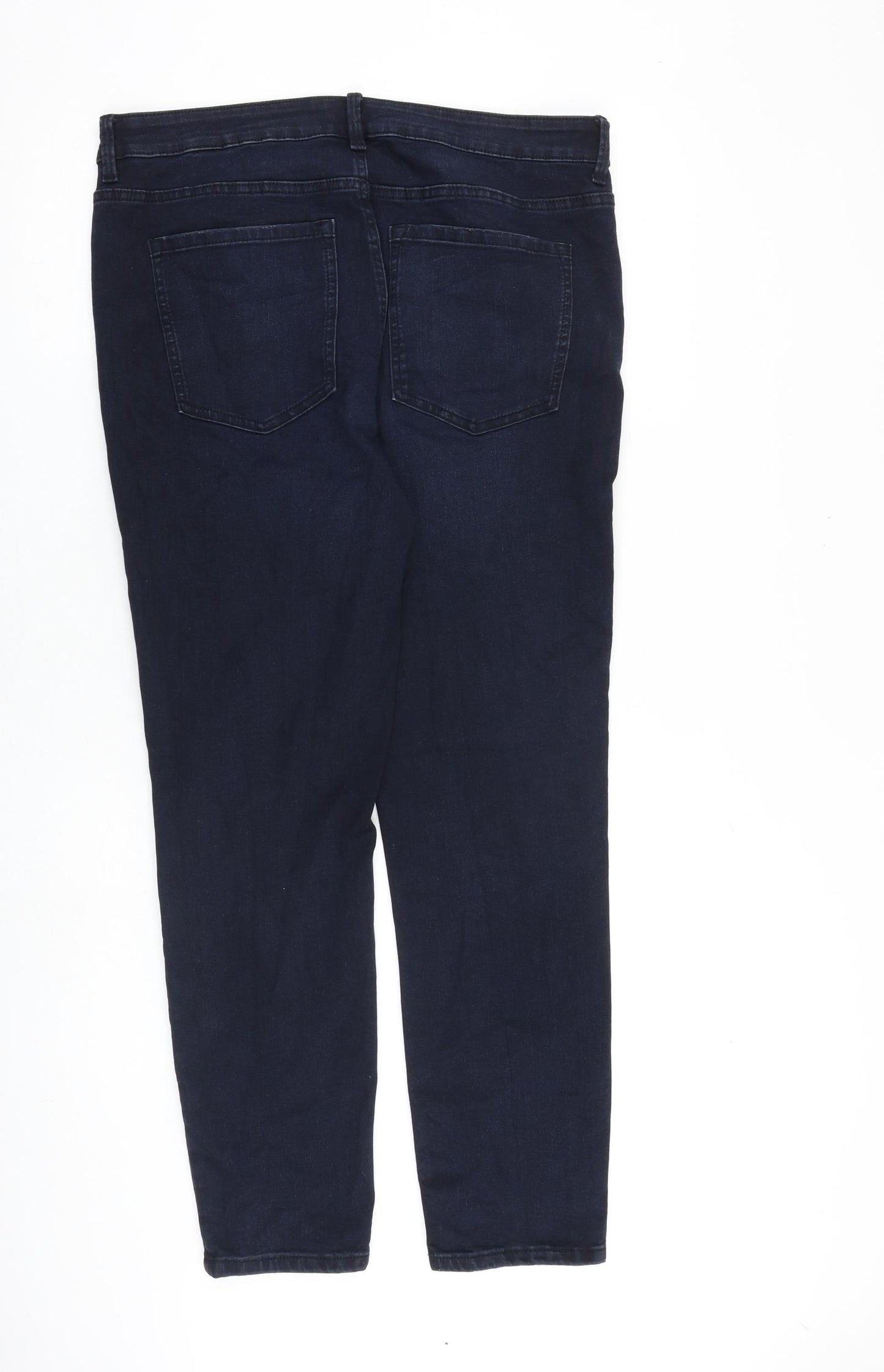Marks and Spencer Womens Blue Cotton Tapered Jeans Size 34 in L29 in Regular Zip