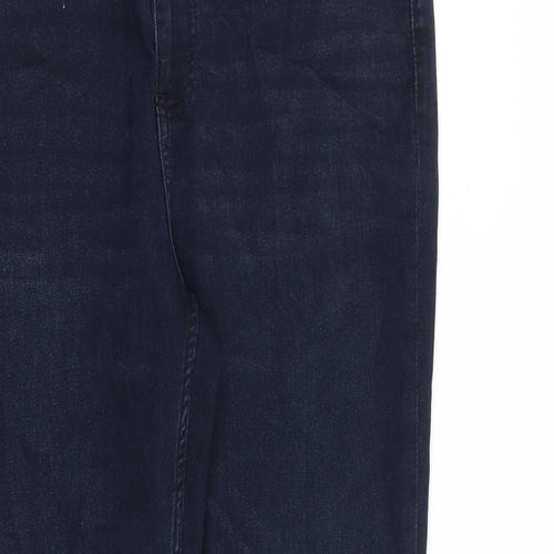 Marks and Spencer Womens Blue Cotton Tapered Jeans Size 34 in L29 in Regular Zip