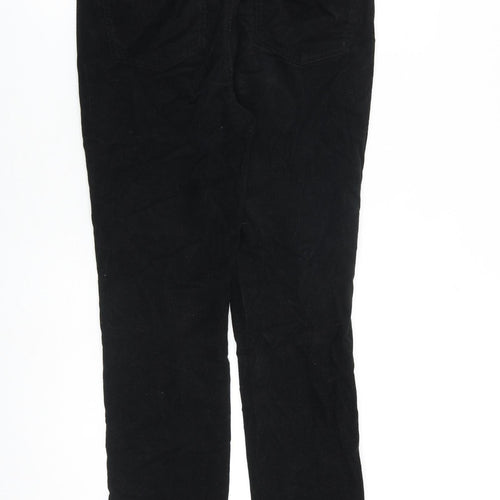 Marks and Spencer Womens Black Cotton Trousers Size 12 L28 in Regular Zip