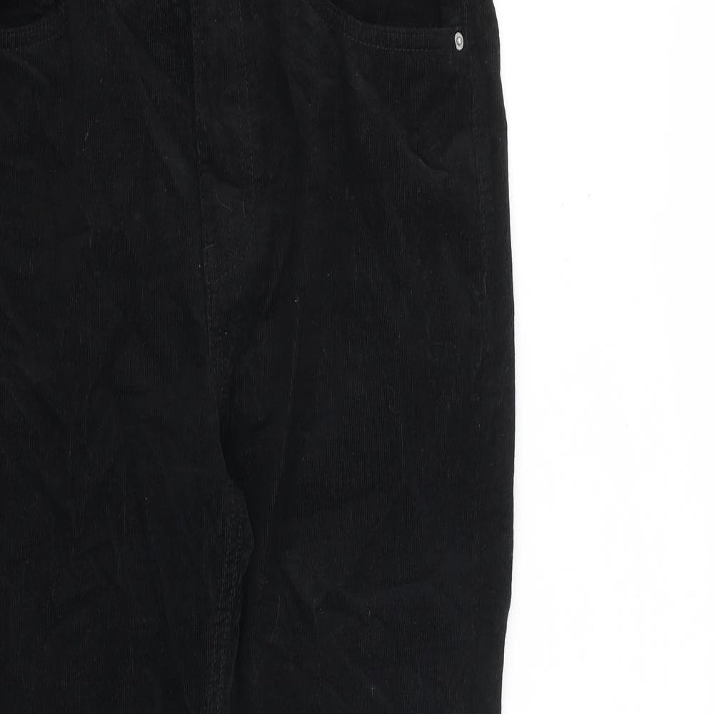 Marks and Spencer Womens Black Cotton Trousers Size 12 L28 in Regular Zip