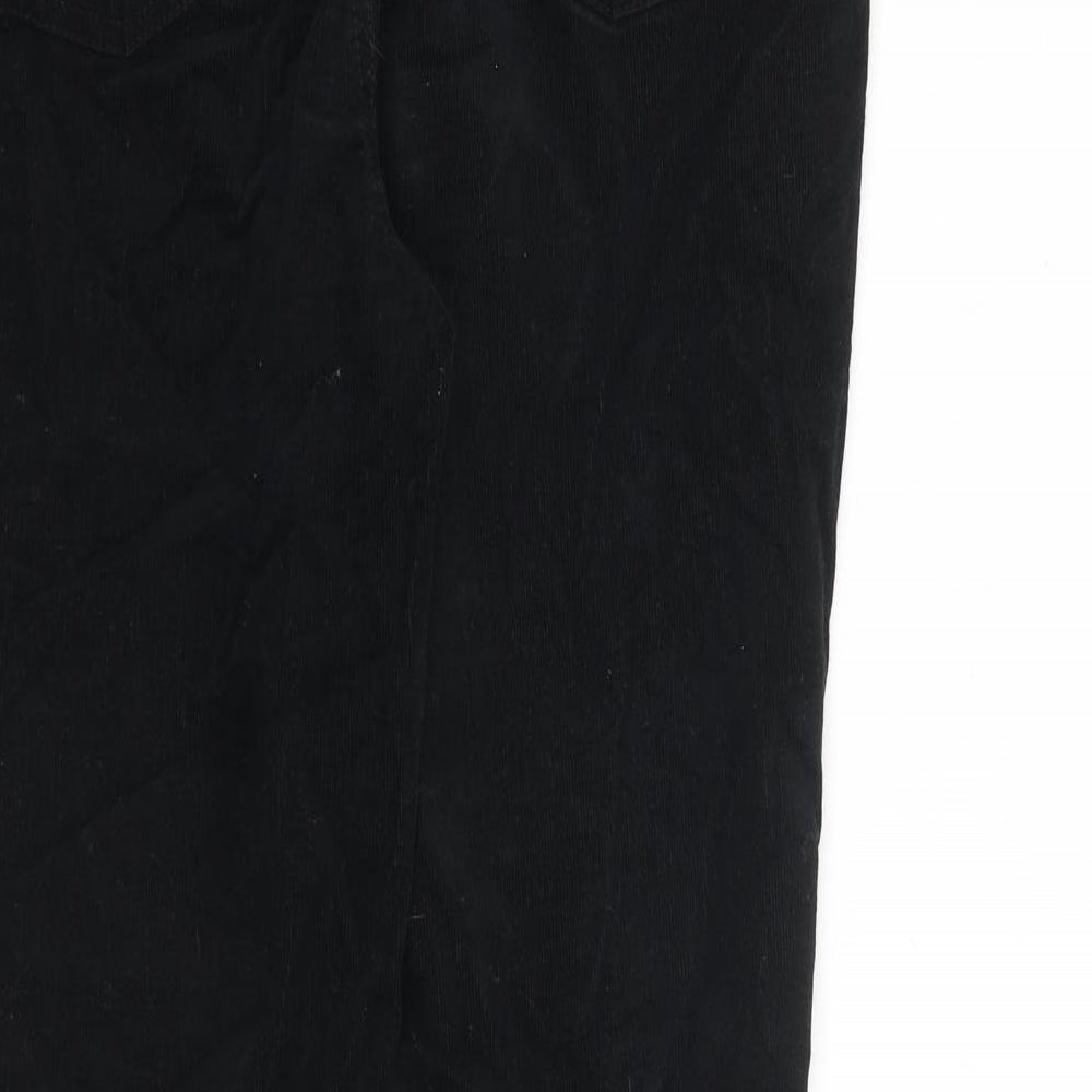 Marks and Spencer Womens Black Cotton Trousers Size 12 L28 in Regular Zip