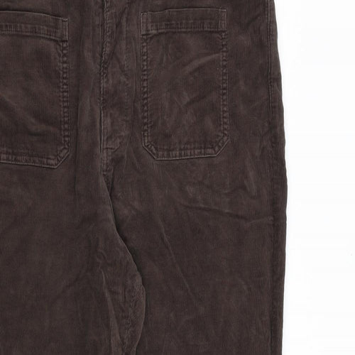 Marks and Spencer Womens Brown Cotton Trousers Size 20 L28 in Regular Zip