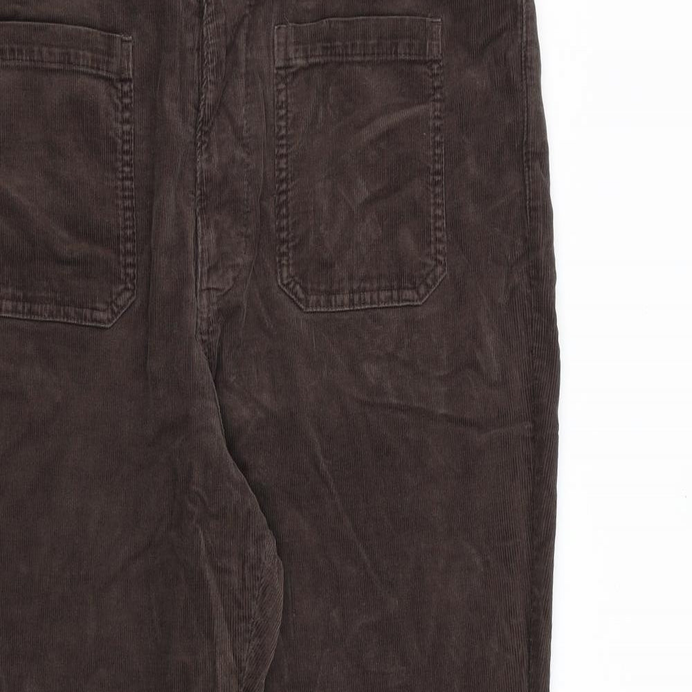 Marks and Spencer Womens Brown Cotton Trousers Size 20 L28 in Regular Zip