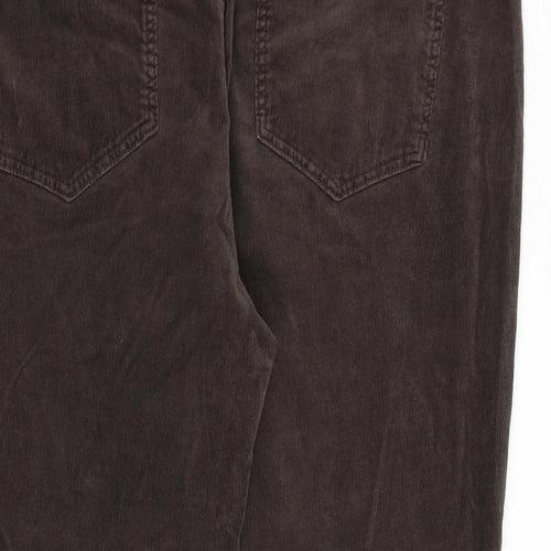 Marks and Spencer Womens Brown Cotton Trousers Size 20 L28 in Regular Zip