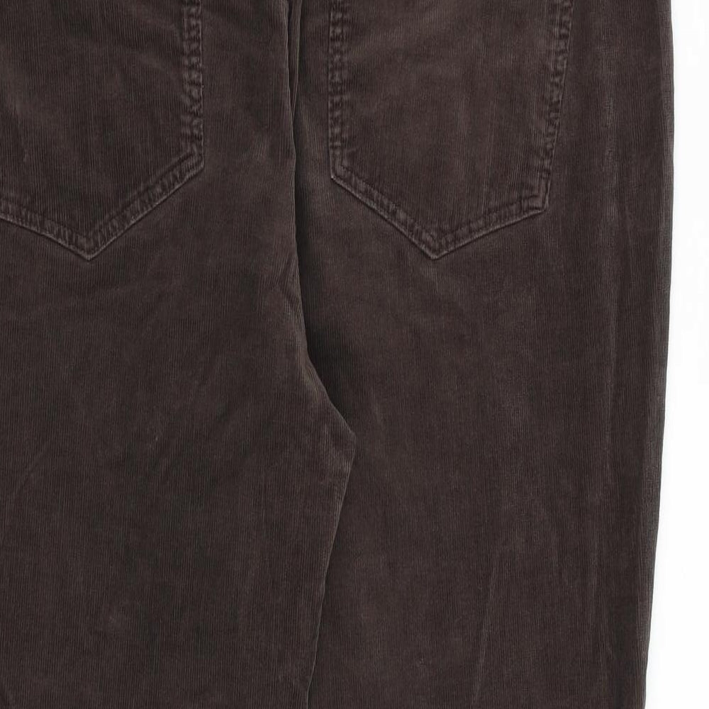 Marks and Spencer Womens Brown Cotton Trousers Size 20 L28 in Regular Zip