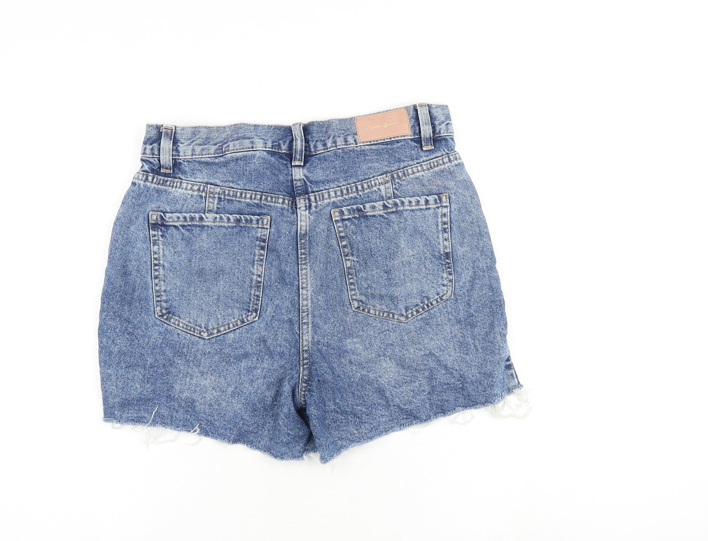 NEXT Womens Blue 100% Cotton Cut-Off Shorts Size 10 L4 in Regular Zip - Distressed